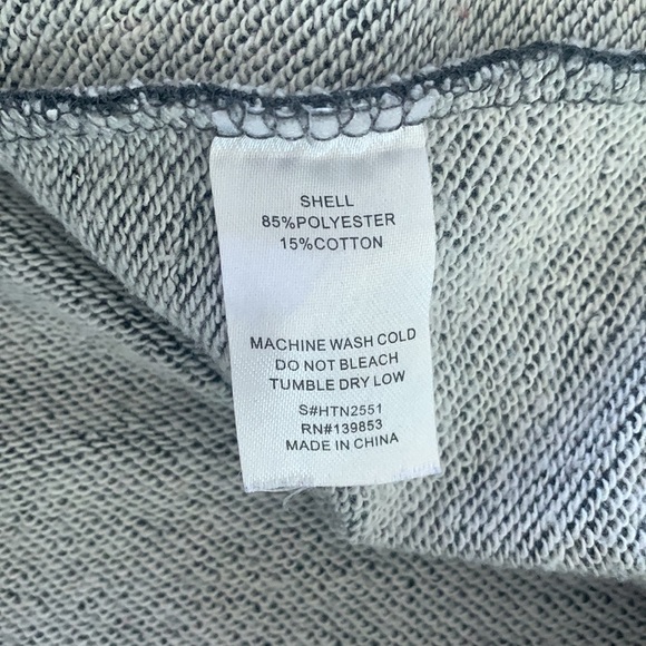 Blueh Ciel Grey/Black Laced front Cropped French Terry Sweatshirt size L - Picture 5 of 8